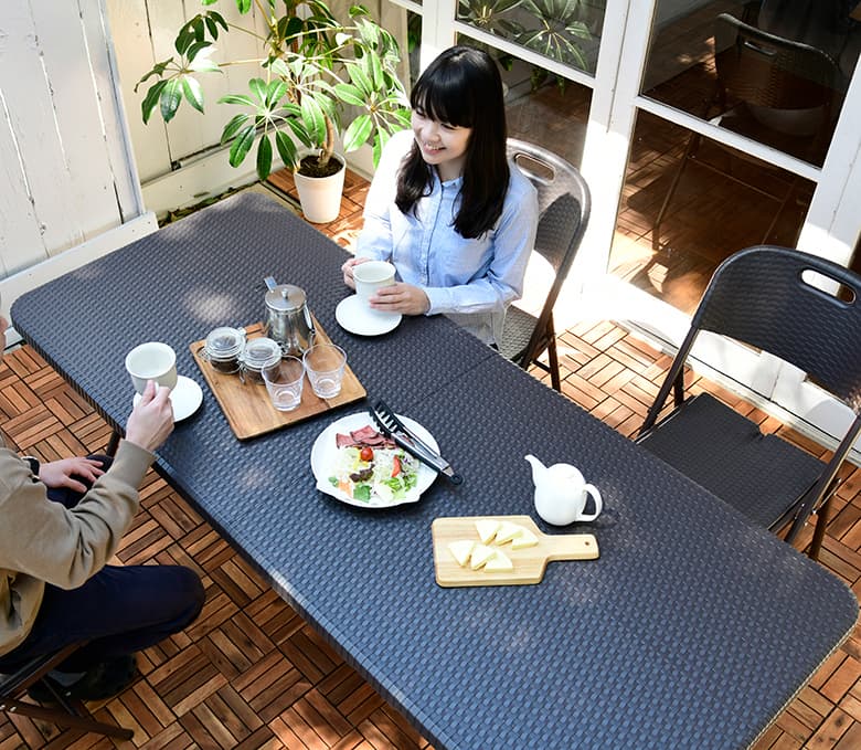 ラタン調 ガーデンテーブルセット